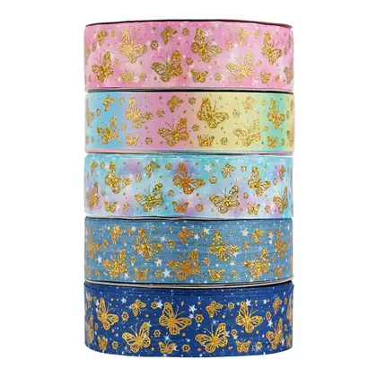 38mm Laser Gold Thread Ribbon Holiday Gift Packaging Thermal detail view 3