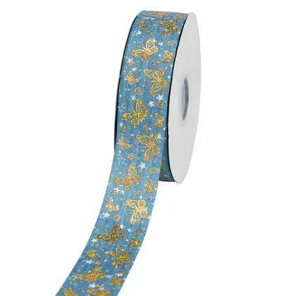 38mm Laser Gold Thread Ribbon Holiday Gift Packaging Thermal detail view 2