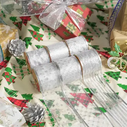Christmas Decoration Kaoke Wire Edge Ribbon Bow Accessories Gift detail view 2