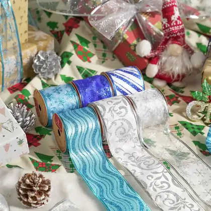 Christmas Decoration Kaoke Wire Edge Ribbon Bow Accessories Gift detail view 3