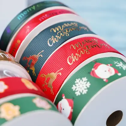 Christmas Ribbon Double-sided Threaded Packaging Gift Accessories Decoration Polyester Ribbon 4 detail view 3