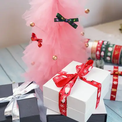 Christmas Ribbon Double-sided Threaded Packaging Gift Accessories Decoration Polyester Ribbon 2 detail view 3