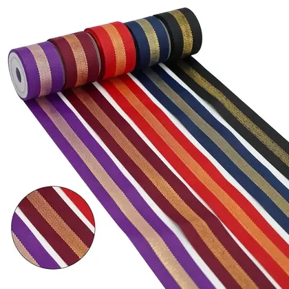 Gold and Silver Onion Rib Edge Ribbon Gift Packaging detail view 2