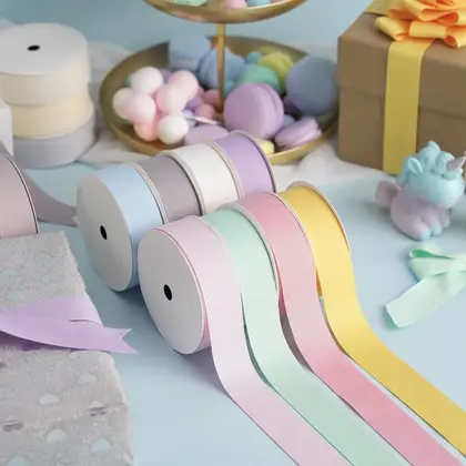 Solid Color Thread with Plain Ribbon Flowers Gift Packaging Polyester Ribbon 3 detail view 2