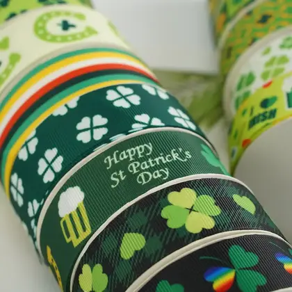 St. Par Ribbon 2.5cm Shamrock Dot Irish Festival Parcel detail view 3