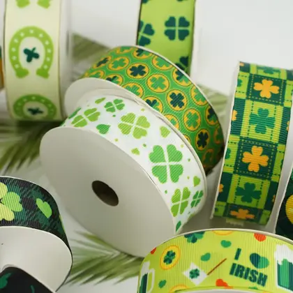 St. Par Ribbon 2.5cm Shamrock Dot Irish Festival Parcel detail view 2