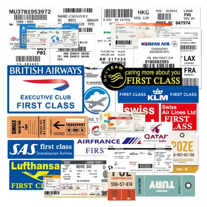 Ticket Stickers 30 Pieces of Luggage Waterproof Skateboard Air detail view 3