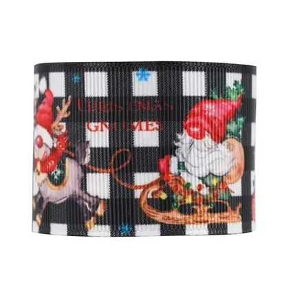 Christmas Ribbon White Beard Elderly Heat Transfer Custom Logo Polyester Ribbon 2 detail view 3