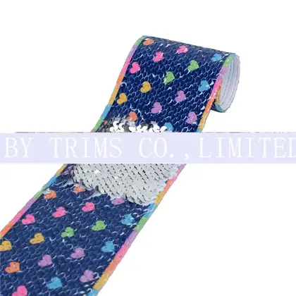 Silver Fish Scale Valentine's Day Ribbon Flip Two-color Sequin detail view 2