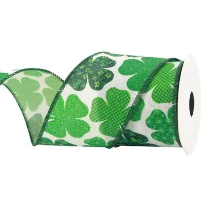 Wire Edge Coker Ribbon Shamrock Dot Green Irish Festival detail view 2