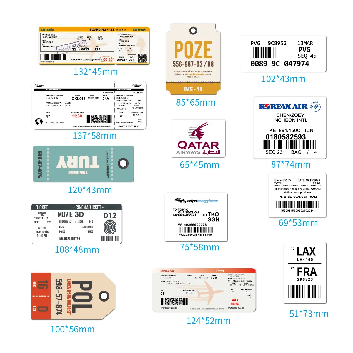 Ticket Stickers 30 Pieces of Luggage Waterproof Skateboard Air supplied by BY Boyuan