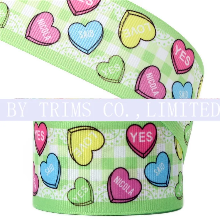Valentine's Day Love Heart Ribbon Polyester supplied by BY Boyuan