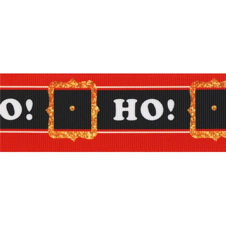 Christmas Ribbon White Beard Elderly Heat Transfer Custom Logo Polyester Ribbon 2 supplied by BY Boyuan