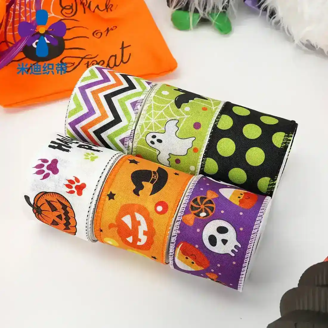 Wire Edge Khao Ke Ribbon Halloween Festive Decoration Polyester supplied by BY Boyuan