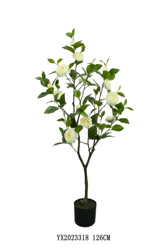 122 Leaves 13 Flowers Camellia 126 cm artificial tree