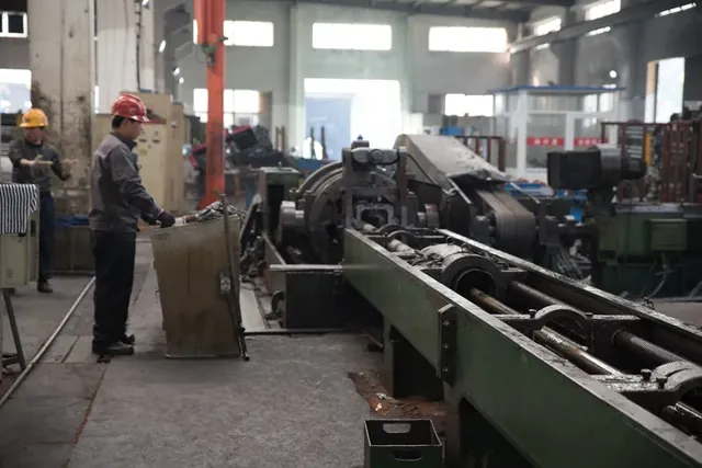 Workshop bay with tube stock alongside the production line