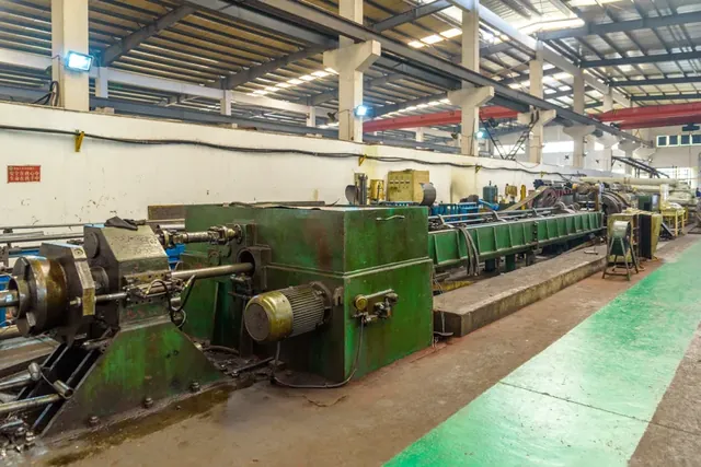Tube handling equipment beside the production line