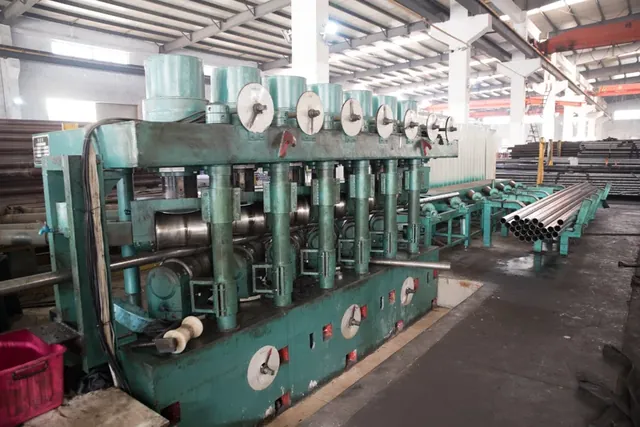 Production line with tube stock in the workshop