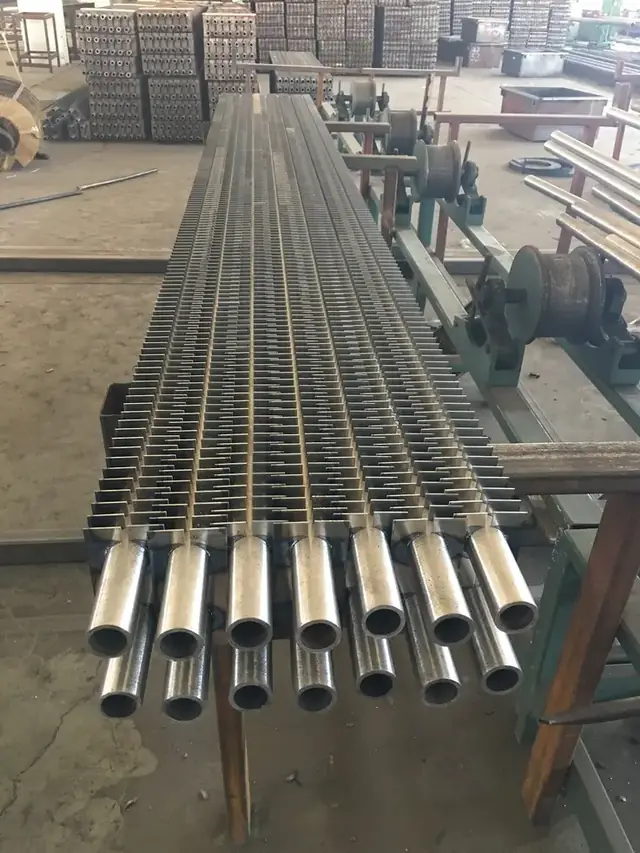H type fin tube showing fin pitch and fin thickness