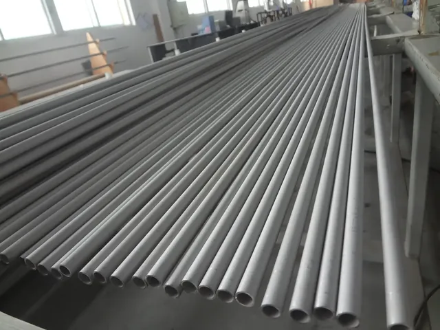 Stainless steel tube lengths ready for inspection