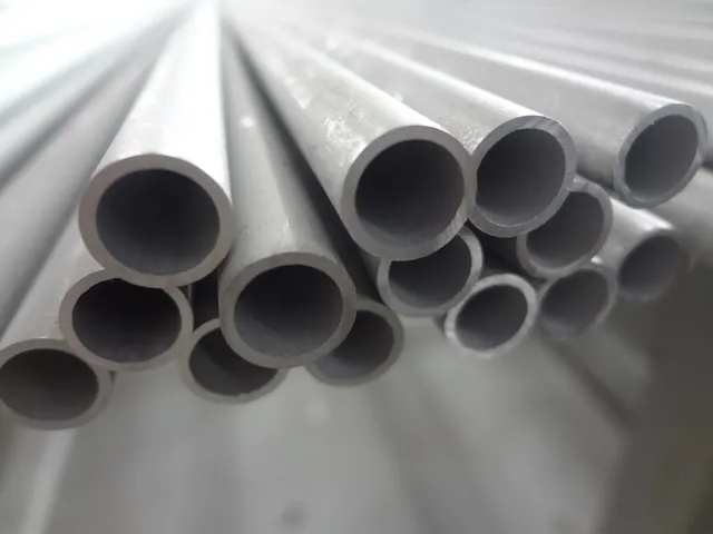 Seamless stainless steel tubes stacked in the tube workshop
