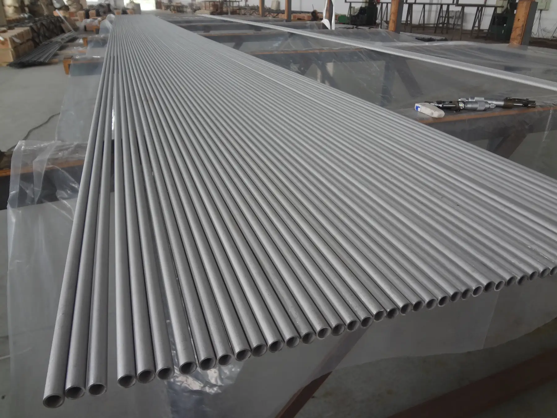 Seamless stainless tube ends showing wall thickness