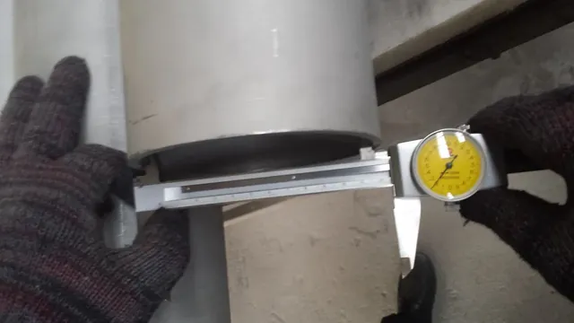 Caliper measurement taken on a finished tube