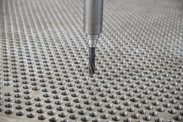 Drilled tubesheet with the tube hole pattern machined to the bundle layout