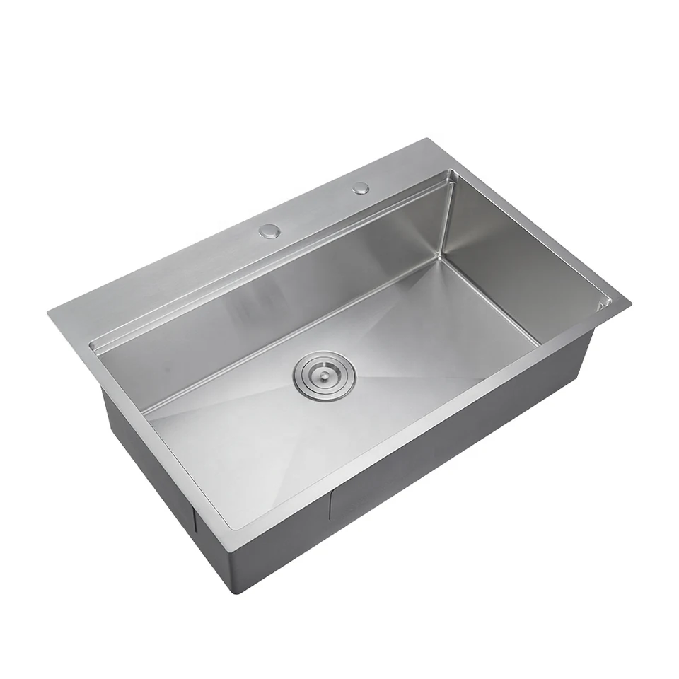 Single bowl stainless steel topmount sink with a tap ledge