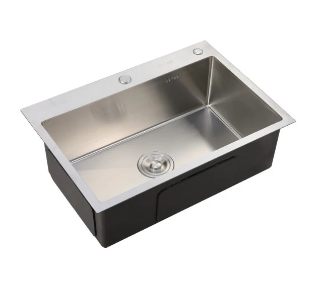 Single bowl 304 stainless steel topmount sink with a tap ledge
