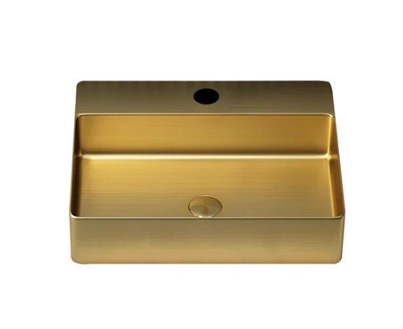 Rectangular SS304 bathroom basin with a gold PVD nano coating