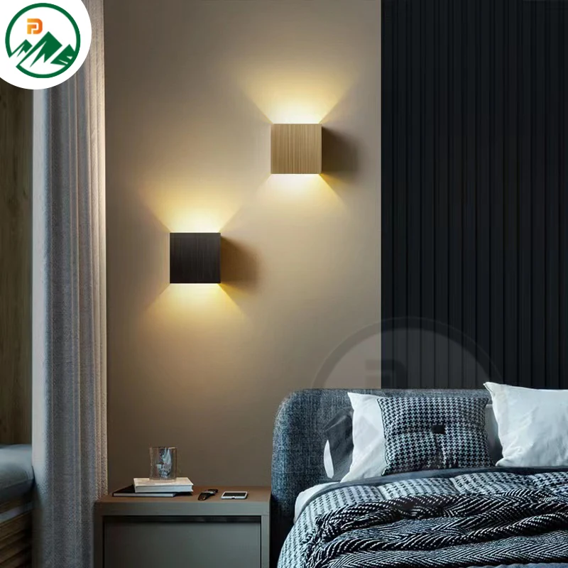 12W indoor LED wall lamp in long size (100*100*200mm) mounted on a wall