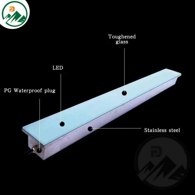 Side view of the 1000mm long linear LED fixture with L1000 x W100 x H60 mm dimensions
