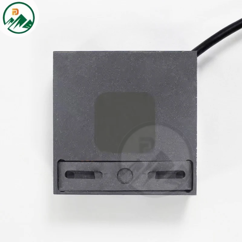 Side view of the LED point light highlighting the 100x100x60 mm dimensions and mounting holes