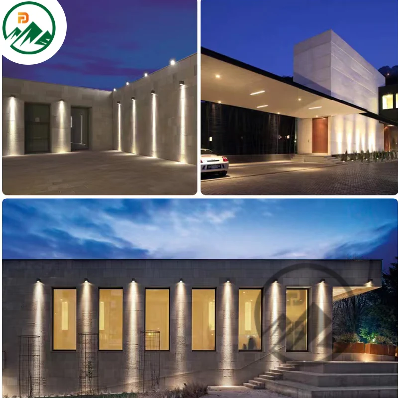 Installation of the wall lamp on a textured concrete wall with focused beam lighting