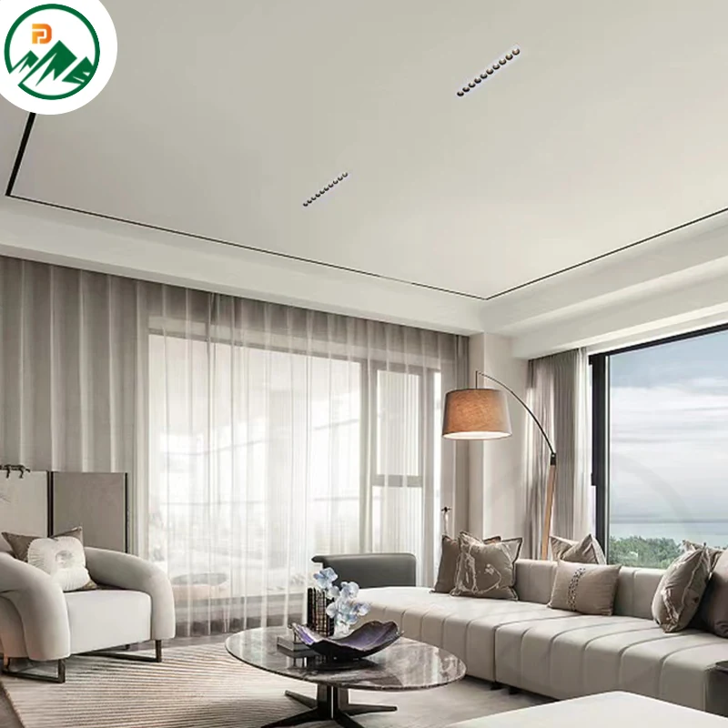 Fixture installed in a commercial office ceiling with even light distribution