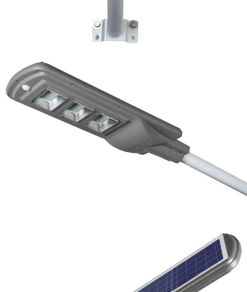 Detail of the solar panel and lamp housing showing ABS material and 40pcs 3030SMD LEDs