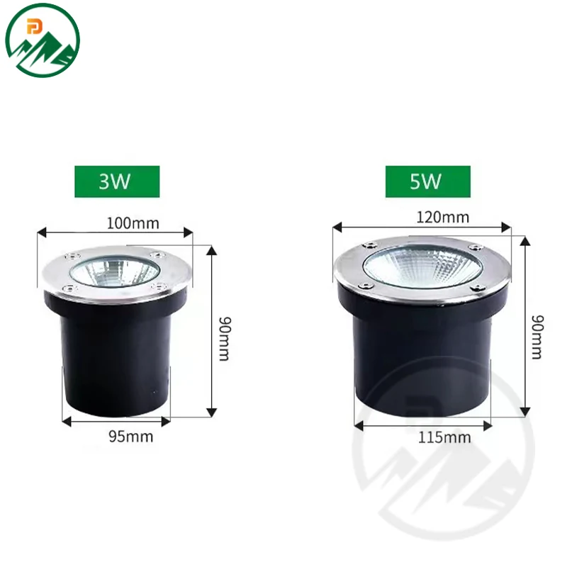 Dimension drawing of the D200 x H90 mm in-ground fixture with D185 mm cut-out