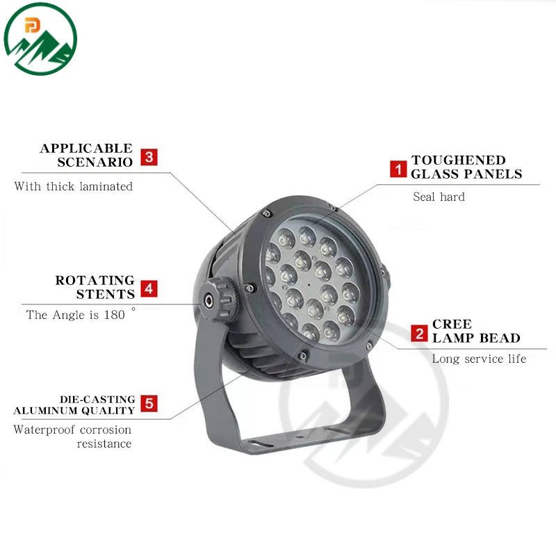 Installation of the flood light on a vertical concrete wall with uniform wash lighting