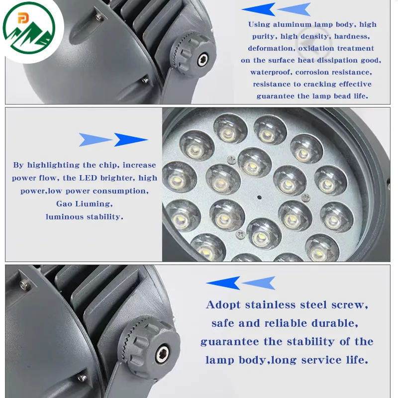 Detail of the aluminium body and sealed joints on the flood light for IP66 protection