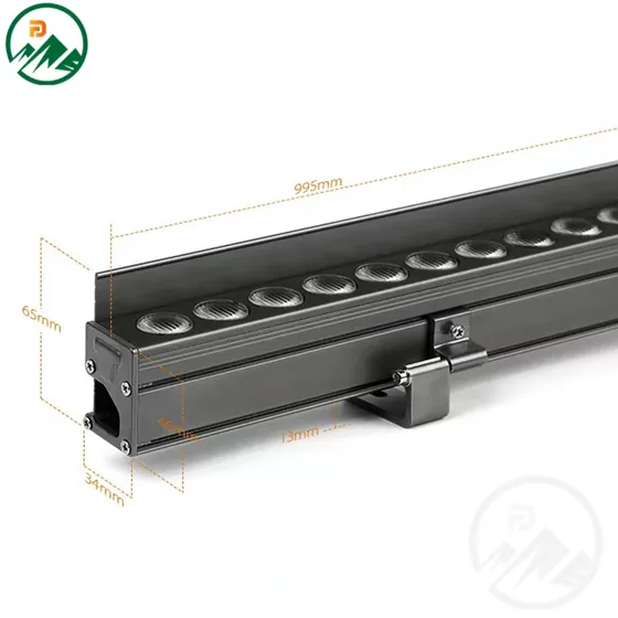 AC220V 18W LED wall washer mounted on a building facade with uniform light wash