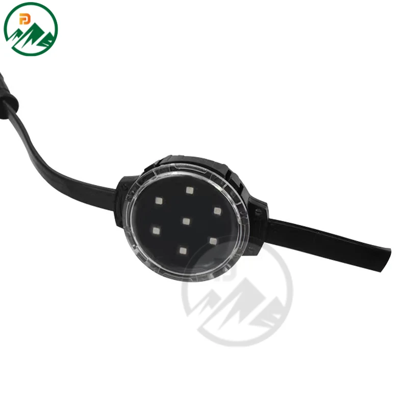 Side view of the compact D50mm LED point light with DMX connection port
