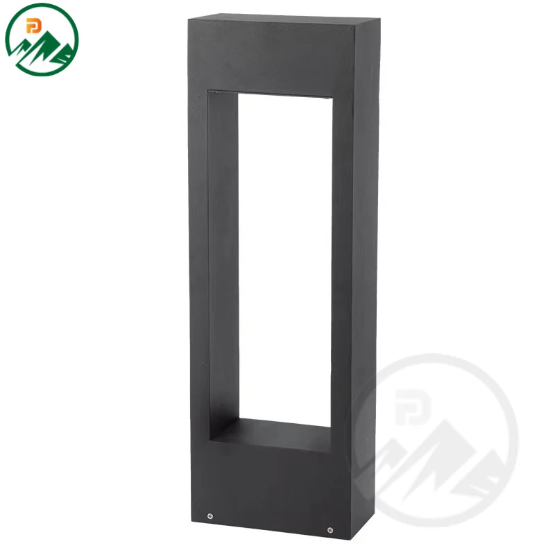 Front view of the 600mm height garden light with dark black finish and IP65 rating