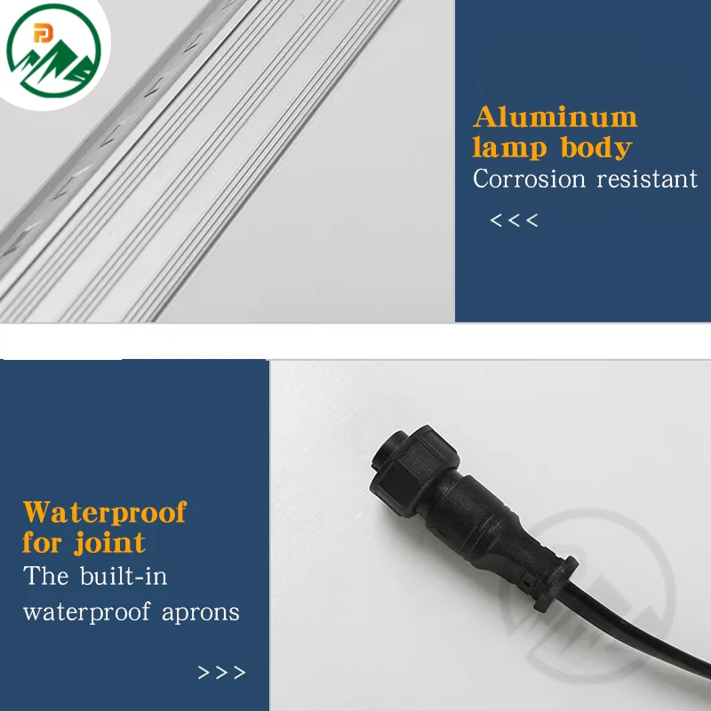Installation of the linear LED tube on a building parapet in an architectural facade scheme