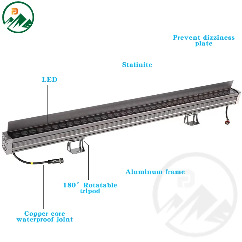 Detail of the IP67 sealed housing and mounting bracket for secure facade installation
