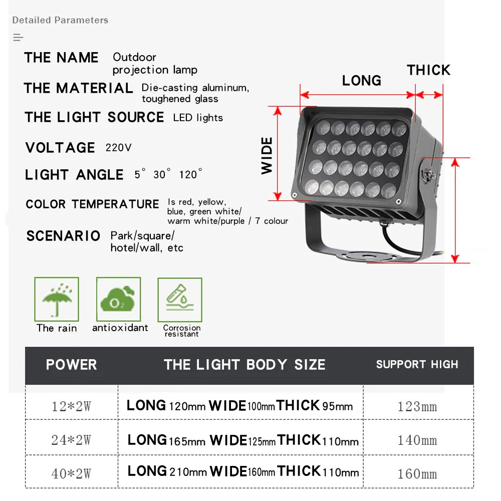 Fixture dimensions labeled with L, W, T, and support height for each power version