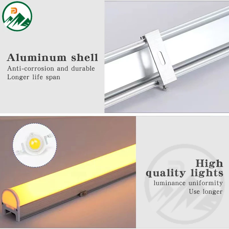 Fixture mounted in a recessed channel on a building edge with continuous linear light output