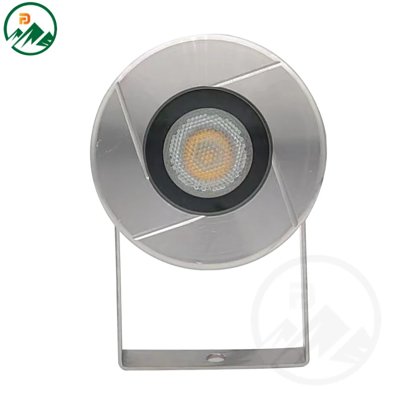 Side view of the LED underwater light showing the compact D45 x L53 x H49 mm size