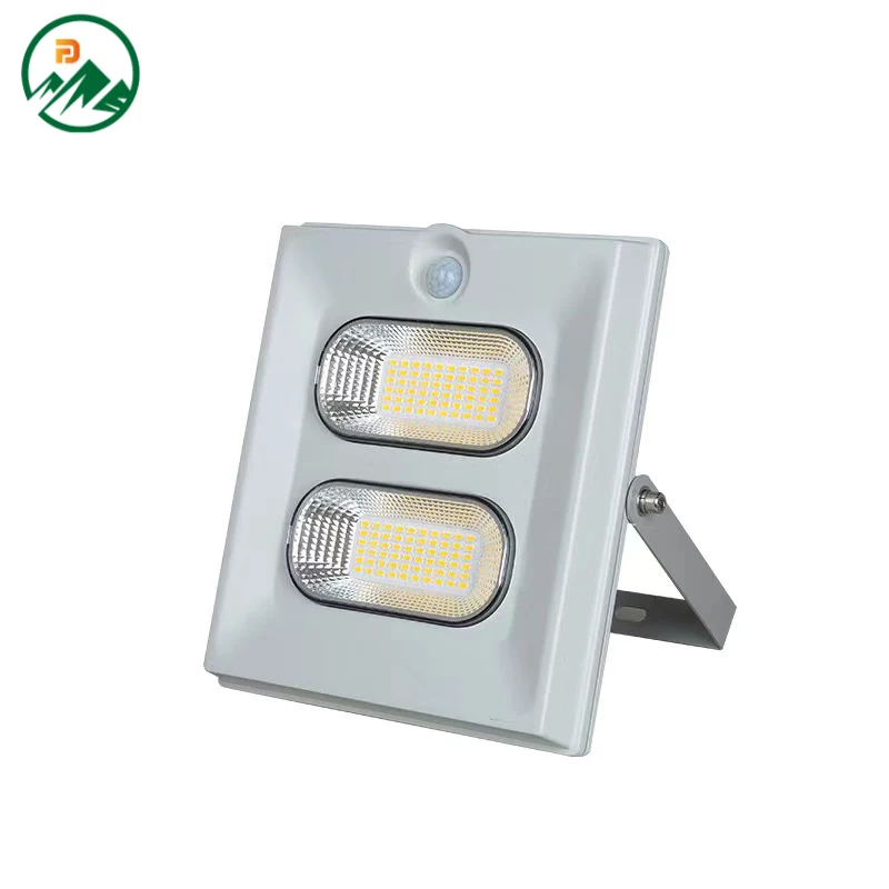 Solar flood light mounted at 5 meters height illuminating a driveway at night