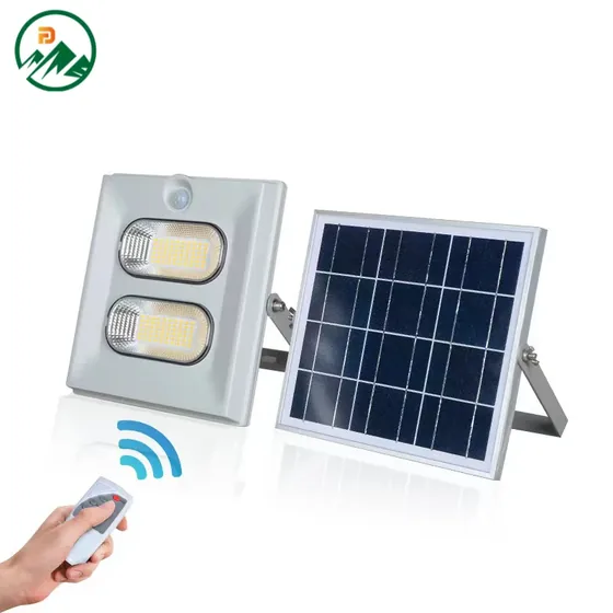 100W solar LED flood light with integrated PIR sensor and polycrystalline solar panel